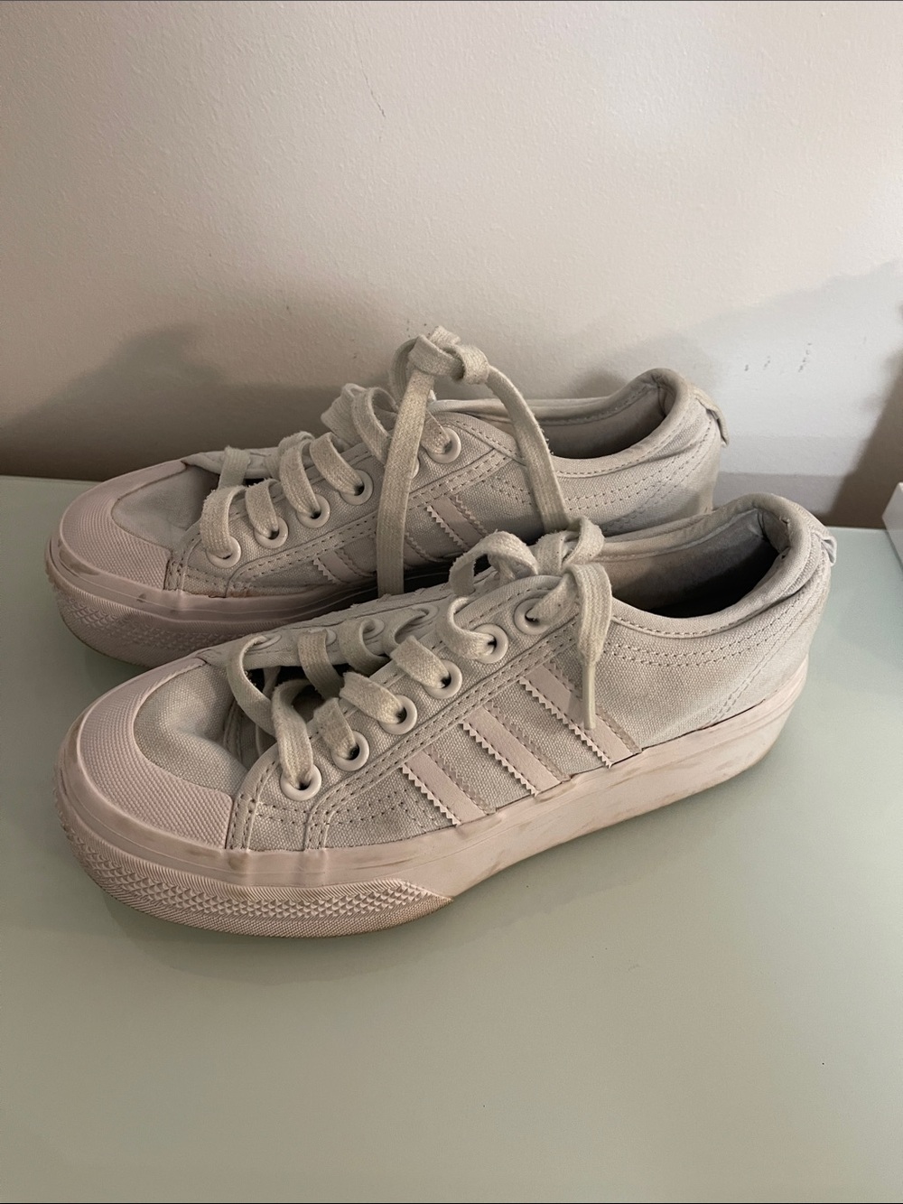 adidas Women's Cream Suede Platform Sneakers